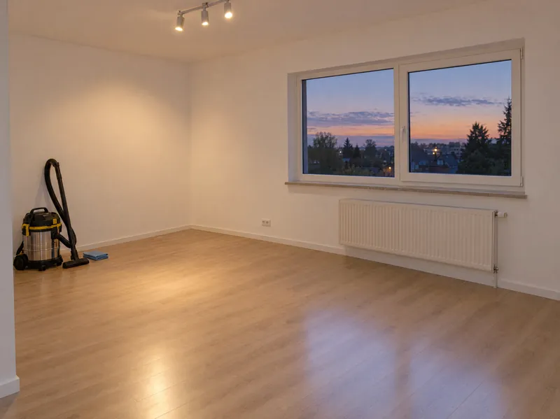 Frisch renovierter, sauberer Raum mit Laminatboden